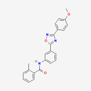 molecular formula C23H19N3O3 B7685539 N-{3-[3-(4-methoxyphenyl)-1,2,4-oxadiazol-5-yl]phenyl}-2-methylbenzamide 