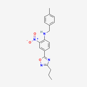molecular formula C19H20N4O3 B7685558 N-[(4-methylphenyl)methyl]-2-nitro-4-(3-propyl-1,2,4-oxadiazol-5-yl)aniline 