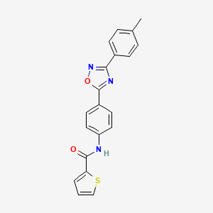 molecular formula C20H15N3O2S B7685571 N-{4-[3-(4-methylphenyl)-1,2,4-oxadiazol-5-yl]phenyl}thiophene-2-carboxamide 