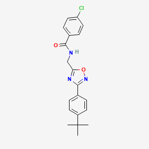 molecular formula C20H20ClN3O2 B7685710 N-[[3-(4-tert-butylphenyl)-1,2,4-oxadiazol-5-yl]methyl]-4-chlorobenzamide 