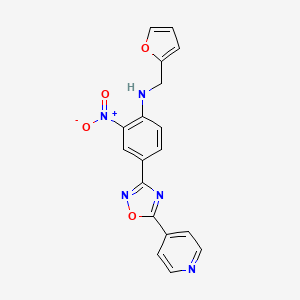 molecular formula C18H13N5O4 B7685851 N-(furan-2-ylmethyl)-2-nitro-4-[5-(pyridin-4-yl)-1,2,4-oxadiazol-3-yl]aniline 