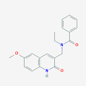 molecular formula C20H20N2O3 B7685854 N-ethyl-N-[(6-methoxy-2-oxo-1H-quinolin-3-yl)methyl]benzamide 