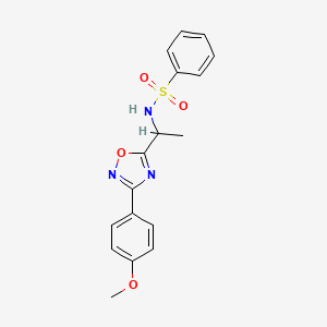 molecular formula C17H17N3O4S B7685915 N-{1-[3-(4-methoxyphenyl)-1,2,4-oxadiazol-5-yl]ethyl}benzenesulfonamide 