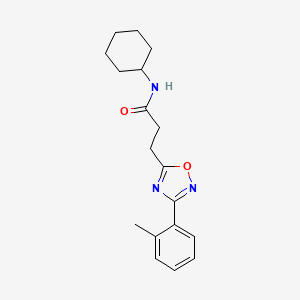 molecular formula C18H23N3O2 B7685922 N-cyclohexyl-3-[3-(2-methylphenyl)-1,2,4-oxadiazol-5-yl]propanamide 