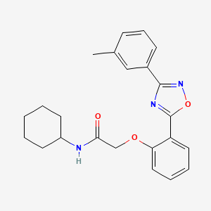 molecular formula C23H25N3O3 B7686232 N-cyclohexyl-2-{2-[3-(3-methylphenyl)-1,2,4-oxadiazol-5-yl]phenoxy}acetamide 