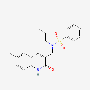 molecular formula C21H24N2O3S B7686248 N-butyl-N-[(2-hydroxy-6-methylquinolin-3-yl)methyl]benzenesulfonamide 
