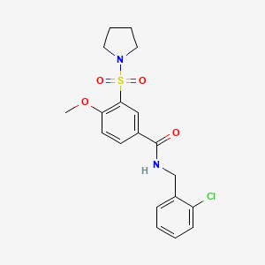 molecular formula C19H21ClN2O4S B7686284 N-(2-chlorobenzyl)-4-methoxy-3-(pyrrolidin-1-ylsulfonyl)benzamide 