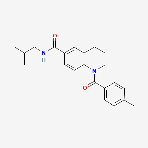 molecular formula C22H26N2O2 B7686306 N-[(furan-2-yl)methyl]-1-(4-methylbenzoyl)-1,2,3,4-tetrahydroquinoline-6-carboxamide 