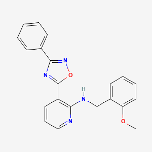 molecular formula C21H18N4O2 B7686356 N-[(2-methoxyphenyl)methyl]-3-(3-phenyl-1,2,4-oxadiazol-5-yl)pyridin-2-amine 