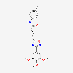 molecular formula C22H25N3O5 B7686505 N-(4-methylphenyl)-4-[3-(3,4,5-trimethoxyphenyl)-1,2,4-oxadiazol-5-yl]butanamide 