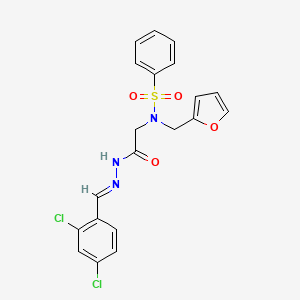 molecular formula C20H17Cl2N3O4S B7686551 N-{2-[(2E)-2-(2,4-dichlorobenzylidene)hydrazinyl]-2-oxoethyl}-N-(furan-2-ylmethyl)benzenesulfonamide (non-preferred name) 