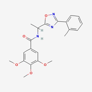 molecular formula C21H23N3O5 B7686568 3,4,5-trimethoxy-N-[1-[3-(2-methylphenyl)-1,2,4-oxadiazol-5-yl]ethyl]benzamide 