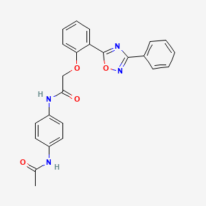 molecular formula C24H20N4O4 B7686594 N-(4-acetamidophenyl)-2-[2-(3-phenyl-1,2,4-oxadiazol-5-yl)phenoxy]acetamide 
