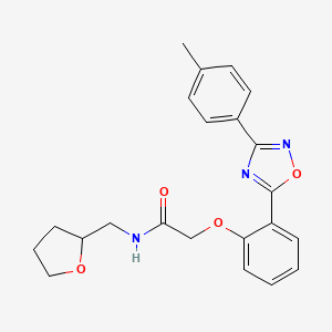 molecular formula C22H23N3O4 B7686844 2-{2-[3-(4-Methylphenyl)-1,2,4-oxadiazol-5-YL]phenoxy}-N-[(oxolan-2-YL)methyl]acetamide 
