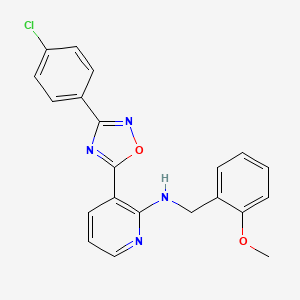 molecular formula C21H17ClN4O2 B7686885 3-[3-(4-chlorophenyl)-1,2,4-oxadiazol-5-yl]-N-[(2-methoxyphenyl)methyl]pyridin-2-amine 