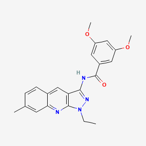 molecular formula C22H22N4O3 B7686891 N-(1-ethyl-7-methylpyrazolo[3,4-b]quinolin-3-yl)-3,5-dimethoxybenzamide 