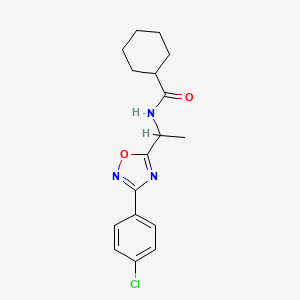 molecular formula C17H20ClN3O2 B7686999 N-[1-[3-(4-chlorophenyl)-1,2,4-oxadiazol-5-yl]ethyl]cyclohexanecarboxamide 