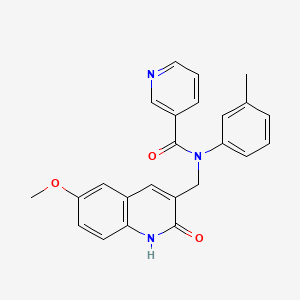 molecular formula C24H21N3O3 B7687013 N-[(6-methoxy-2-oxo-1H-quinolin-3-yl)methyl]-N-(3-methylphenyl)pyridine-3-carboxamide CAS No. 674306-42-4