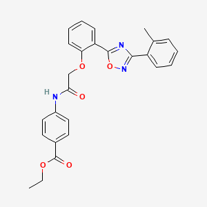 molecular formula C26H23N3O5 B7687112 Ethyl 4-(2-{2-[3-(2-methylphenyl)-1,2,4-oxadiazol-5-YL]phenoxy}acetamido)benzoate 