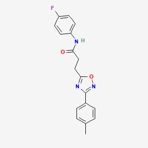 molecular formula C18H16FN3O2 B7687150 N-(4-fluorophenyl)-3-[3-(4-methylphenyl)-1,2,4-oxadiazol-5-yl]propanamide 
