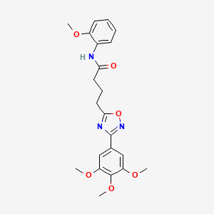 molecular formula C22H25N3O6 B7687283 N-(2-methoxyphenyl)-4-[3-(3,4,5-trimethoxyphenyl)-1,2,4-oxadiazol-5-yl]butanamide 