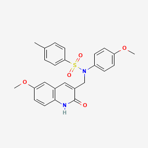 molecular formula C25H24N2O5S B7687308 N-[(2-HYDROXY-6-METHOXYQUINOLIN-3-YL)METHYL]-N-(4-METHOXYPHENYL)-4-METHYLBENZENE-1-SULFONAMIDE 