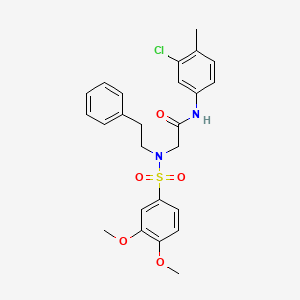 molecular formula C25H27ClN2O5S B7687436 N-(3-CHLORO-4-METHYLPHENYL)-2-[N-(2-PHENYLETHYL)3,4-DIMETHOXYBENZENESULFONAMIDO]ACETAMIDE 