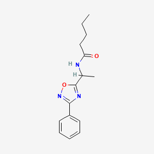 molecular formula C15H19N3O2 B7687641 N-[1-(3-phenyl-1,2,4-oxadiazol-5-yl)ethyl]pentanamide 