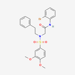 molecular formula C24H25BrN2O5S B7687667 N-(2-bromophenyl)-N~2~-[(3,4-dimethoxyphenyl)sulfonyl]-N~2~-(2-phenylethyl)glycinamide 
