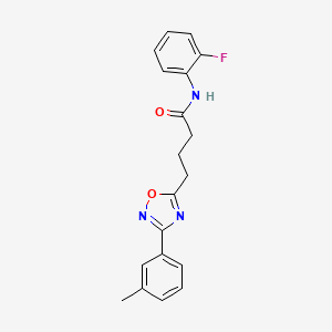 molecular formula C19H18FN3O2 B7687834 N-(2-fluorophenyl)-4-[3-(3-methylphenyl)-1,2,4-oxadiazol-5-yl]butanamide 
