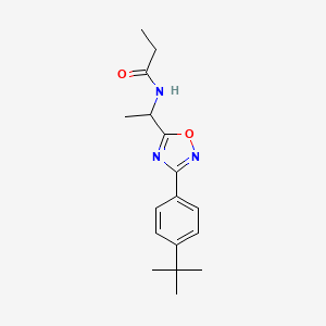 molecular formula C17H23N3O2 B7687869 N-[1-[3-(4-tert-butylphenyl)-1,2,4-oxadiazol-5-yl]ethyl]propanamide 