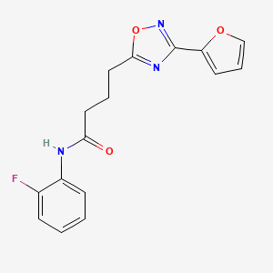 molecular formula C16H14FN3O3 B7688127 N-(2-fluorophenyl)-4-[3-(furan-2-yl)-1,2,4-oxadiazol-5-yl]butanamide 
