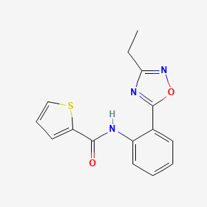 molecular formula C15H13N3O2S B7688260 N-[2-(3-ethyl-1,2,4-oxadiazol-5-yl)phenyl]thiophene-2-carboxamide 