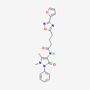 molecular formula C21H21N5O4 B7688459 N-(1,5-Dimethyl-3-oxo-2-phenyl-2,3-dihydro-1H-pyrazol-4-YL)-4-[3-(furan-2-YL)-1,2,4-oxadiazol-5-YL]butanamide 