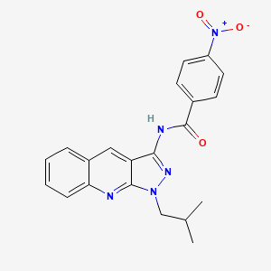 molecular formula C21H19N5O3 B7688489 N-[1-(2-methylpropyl)pyrazolo[3,4-b]quinolin-3-yl]-4-nitrobenzamide 