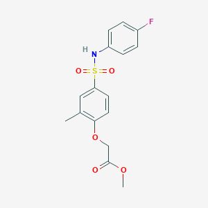 molecular formula C16H16FNO5S B7688672 Methyl 2-[4-[(4-fluorophenyl)sulfamoyl]-2-methylphenoxy]acetate 