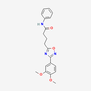 molecular formula C20H21N3O4 B7688705 4-[3-(3,4-dimethoxyphenyl)-1,2,4-oxadiazol-5-yl]-N-phenylbutanamide 
