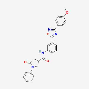 molecular formula C26H22N4O4 B7688716 N-{3-[3-(4-methoxyphenyl)-1,2,4-oxadiazol-5-yl]phenyl}-5-oxo-1-phenylpyrrolidine-3-carboxamide 