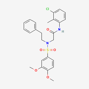molecular formula C25H27ClN2O5S B7688747 N-(3-CHLORO-2-METHYLPHENYL)-2-[N-(2-PHENYLETHYL)3,4-DIMETHOXYBENZENESULFONAMIDO]ACETAMIDE 