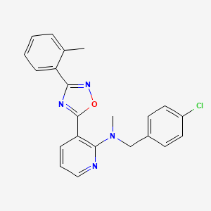 molecular formula C22H19ClN4O B7688968 N-[(4-chlorophenyl)methyl]-N-methyl-3-[3-(2-methylphenyl)-1,2,4-oxadiazol-5-yl]pyridin-2-amine 