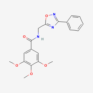 molecular formula C19H19N3O5 B7689044 3,4,5-trimethoxy-N-[(3-phenyl-1,2,4-oxadiazol-5-yl)methyl]benzamide 