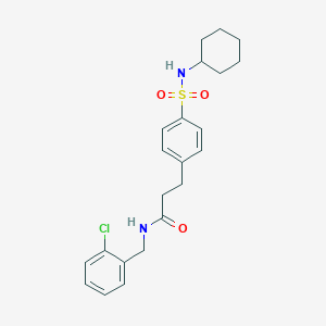 molecular formula C22H27ClN2O3S B7689078 N-(2-chlorobenzyl)-3-[4-(cyclohexylsulfamoyl)phenyl]propanamide CAS No. 722467-74-5