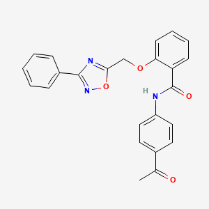 molecular formula C24H19N3O4 B7689159 N-(4-acetylphenyl)-2-[(3-phenyl-1,2,4-oxadiazol-5-yl)methoxy]benzamide 