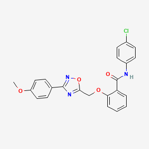 molecular formula C23H18ClN3O4 B7689191 N-(4-chlorophenyl)-2-{[3-(4-methoxyphenyl)-1,2,4-oxadiazol-5-yl]methoxy}benzamide 