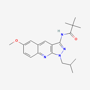 molecular formula C20H26N4O2 B7689193 N-[6-methoxy-1-(2-methylpropyl)pyrazolo[3,4-b]quinolin-3-yl]-2,2-dimethylpropanamide CAS No. 714283-59-7