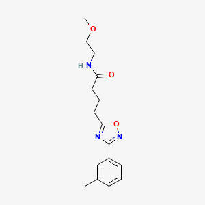 molecular formula C16H21N3O3 B7689319 N-(2-methoxyethyl)-4-[3-(3-methylphenyl)-1,2,4-oxadiazol-5-yl]butanamide 