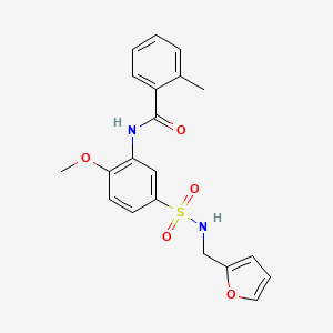 molecular formula C20H20N2O5S B7689414 N-[5-(furan-2-ylmethylsulfamoyl)-2-methoxyphenyl]-2-methylbenzamide 