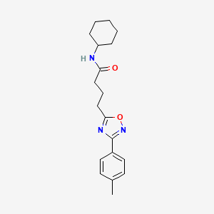 molecular formula C19H25N3O2 B7689493 N-cyclohexyl-4-[3-(4-methylphenyl)-1,2,4-oxadiazol-5-yl]butanamide 