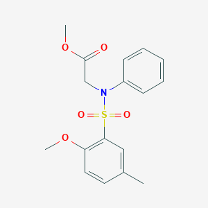 molecular formula C17H19NO5S B7689545 methyl 2-(N-(2-methoxy-5-methylphenyl)sulfonylanilino)acetate CAS No. 839681-04-8