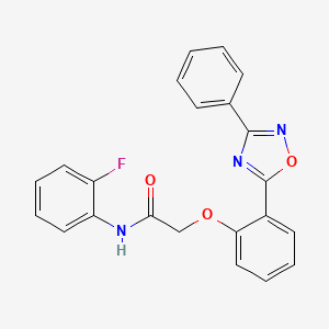 molecular formula C22H16FN3O3 B7689650 N-(2-fluorophenyl)-2-[2-(3-phenyl-1,2,4-oxadiazol-5-yl)phenoxy]acetamide 